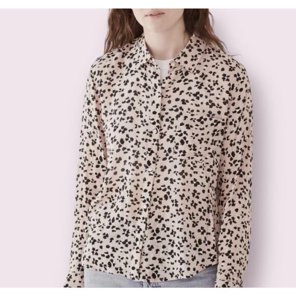 Rails Anna Rose Pink Black Cheetah Long Sleeve Button Front Shirt Blouse S 2 4 - Picture 4 of 14